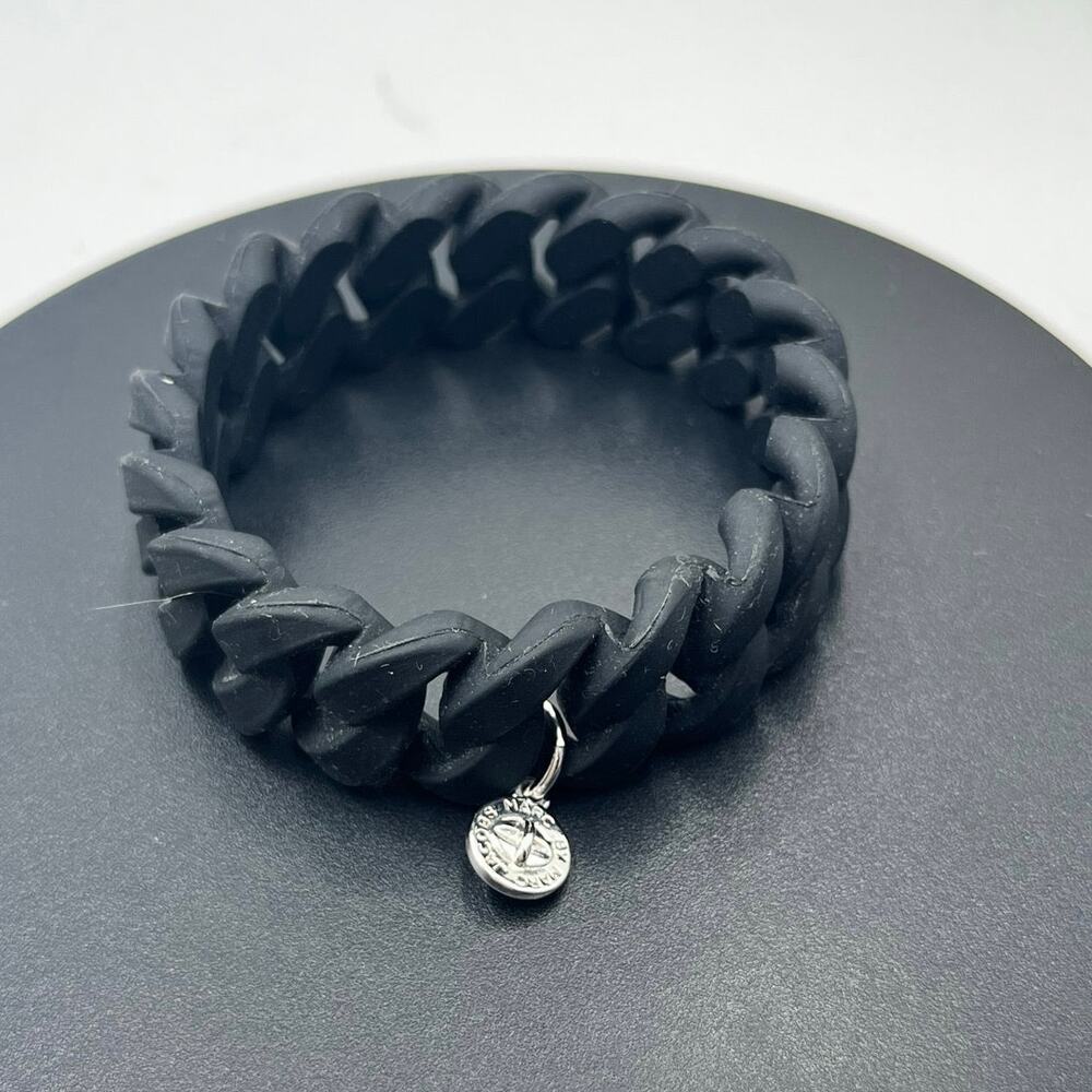 Marc by Marc Jacobs Black‎ Rubber Katie Bracelet Turn-lock Charm Silver Harware